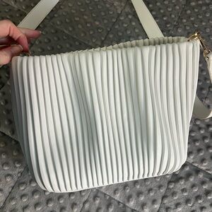 White Chinese Laundry Pleated Shoulder Bag